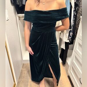 Lulu's Dark Green Off-Shoulder Dress